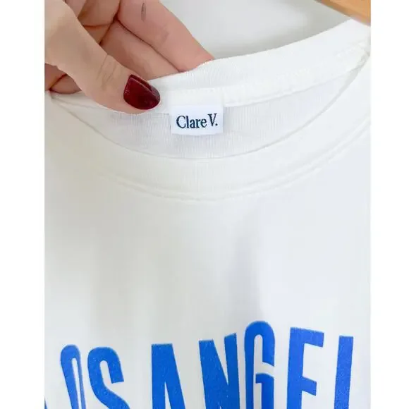 Clare V. Original Tee Los Angeles Je t’aime Graphic Shirt White Blue - Picture 3 of 9